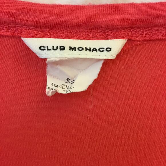 Club Monaco Red-Pink Soft V-Neck T-Shirt - Picture 3 of 7